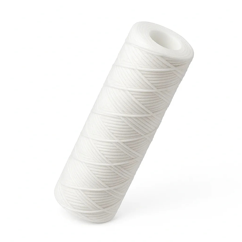 Witte waterfilter patroon voor waterontharder, geweven structuur, cilindervormig