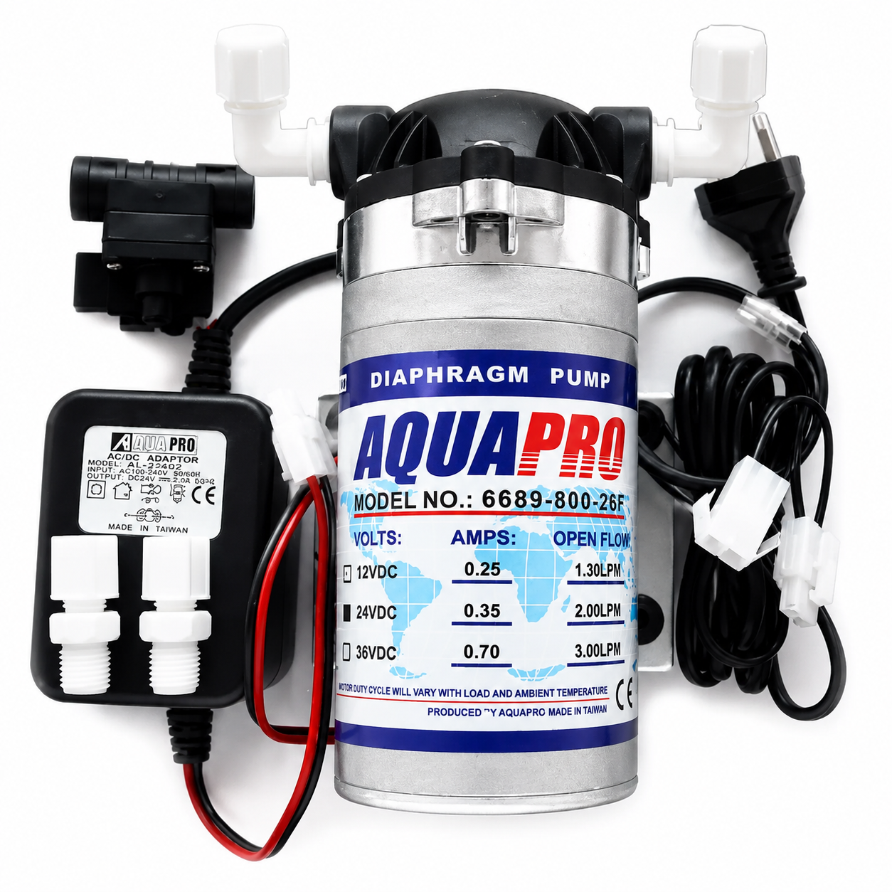Aquapro 6689 boosterpomp set met 24V adapter voor osmose-installatie