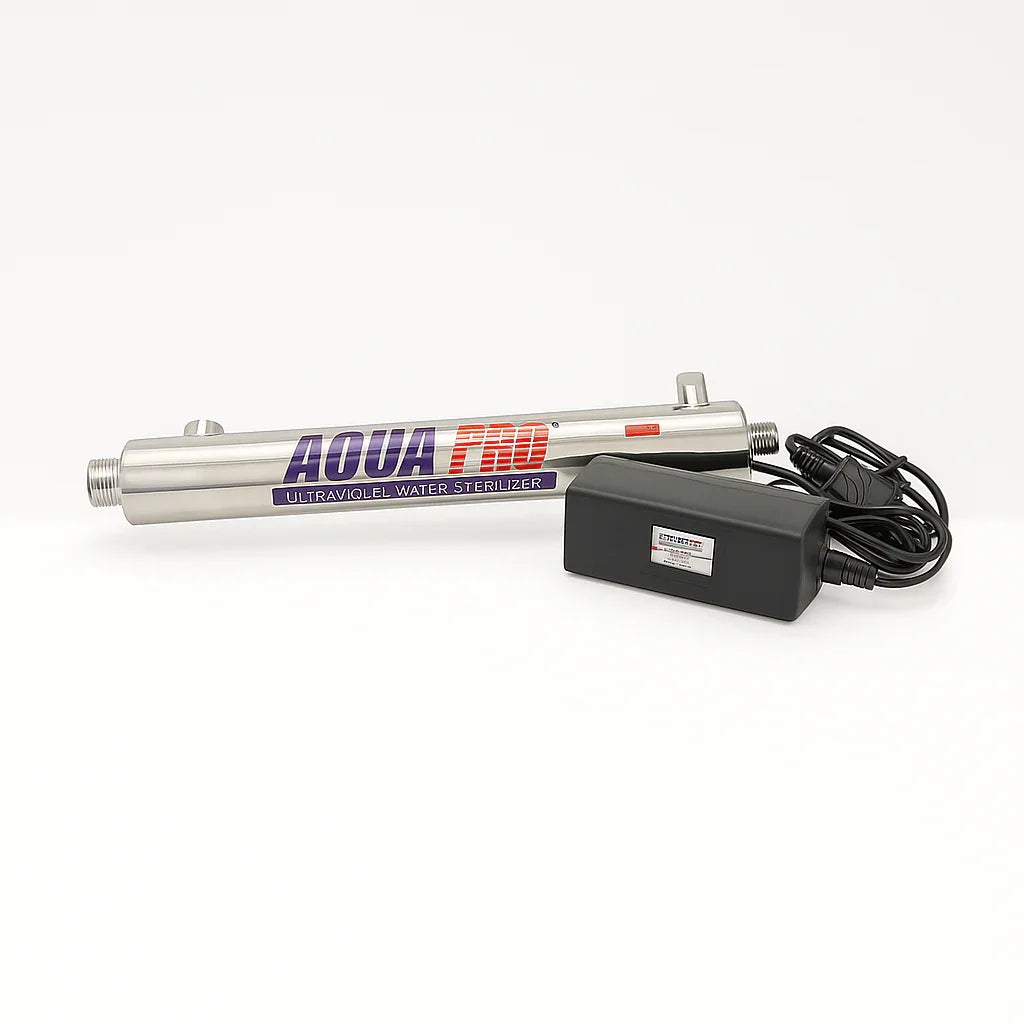 RVS ultraviolet water sterilisator met voeding, voor waterfilter en osmose systemen