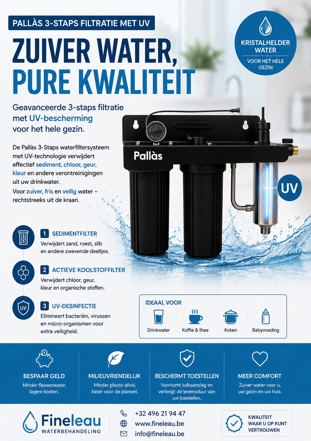regenwaterfilter zwart met big blue behuizing en uv lamp