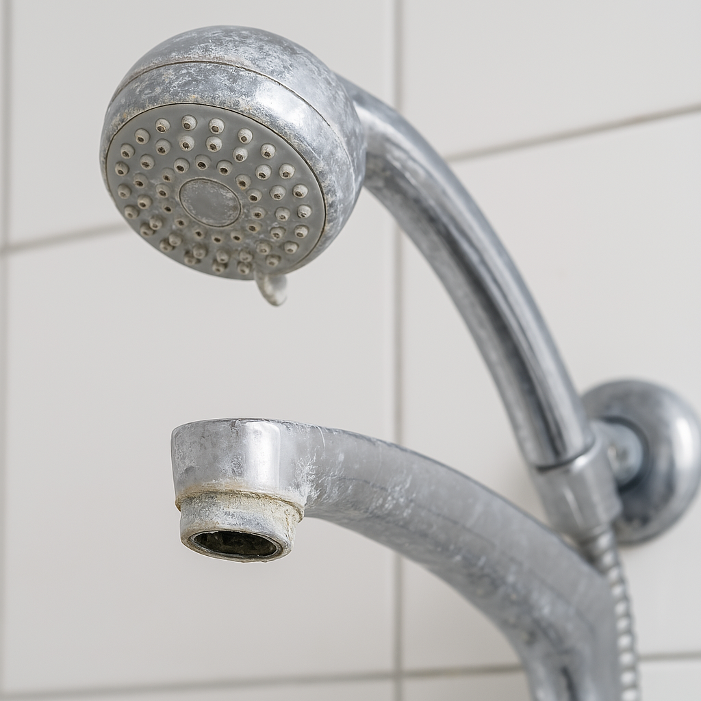 douche kraan met kalk