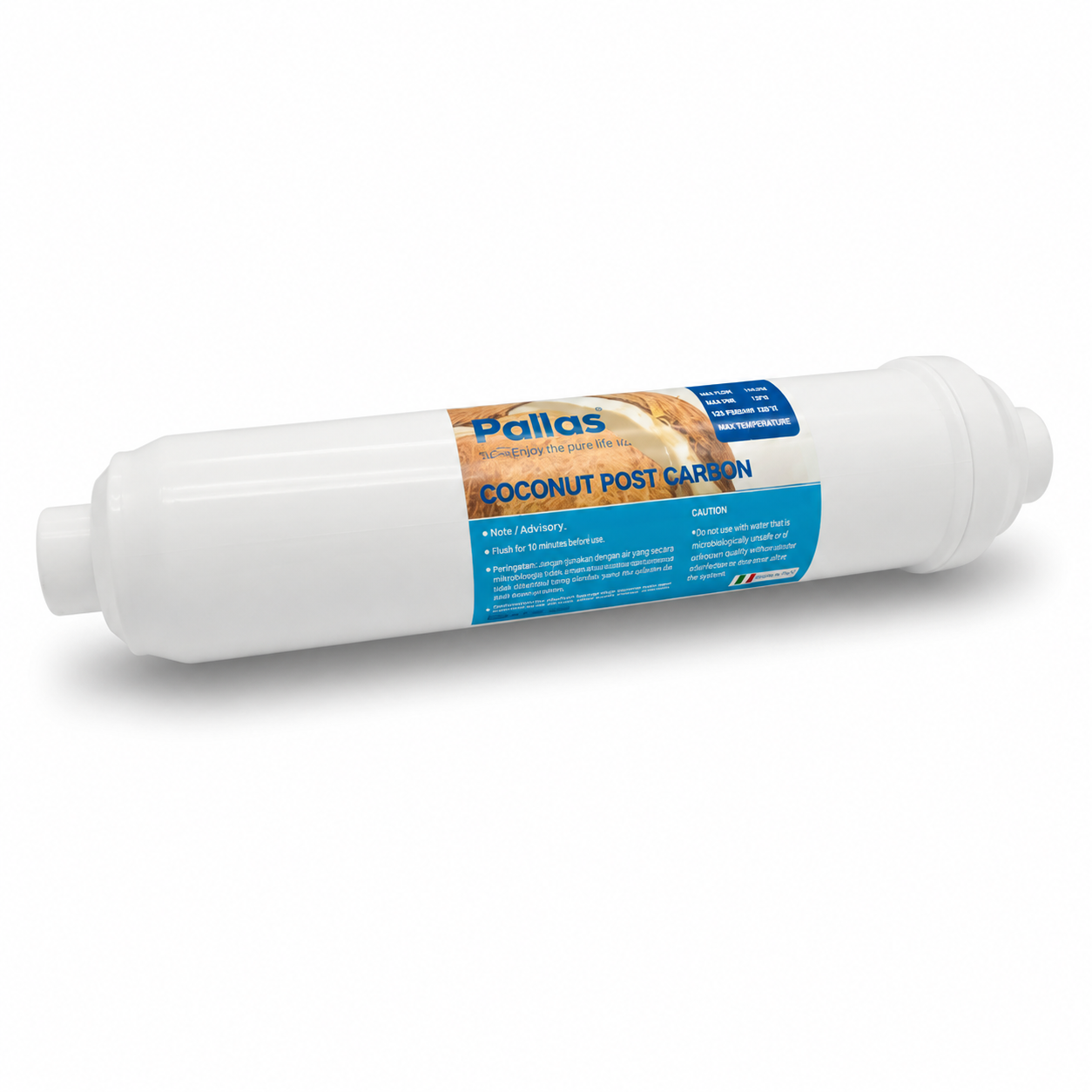 Pallas kokosnoot post-carbon waterfilter voor zuiver drinkwater, geschikt voor osmose systemen
