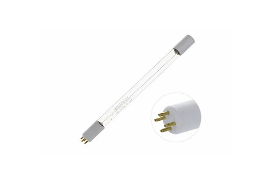 UV lamp voor waterfilter, kwartsglas buis met viervoudige pin aansluiting, detail zichtbaar