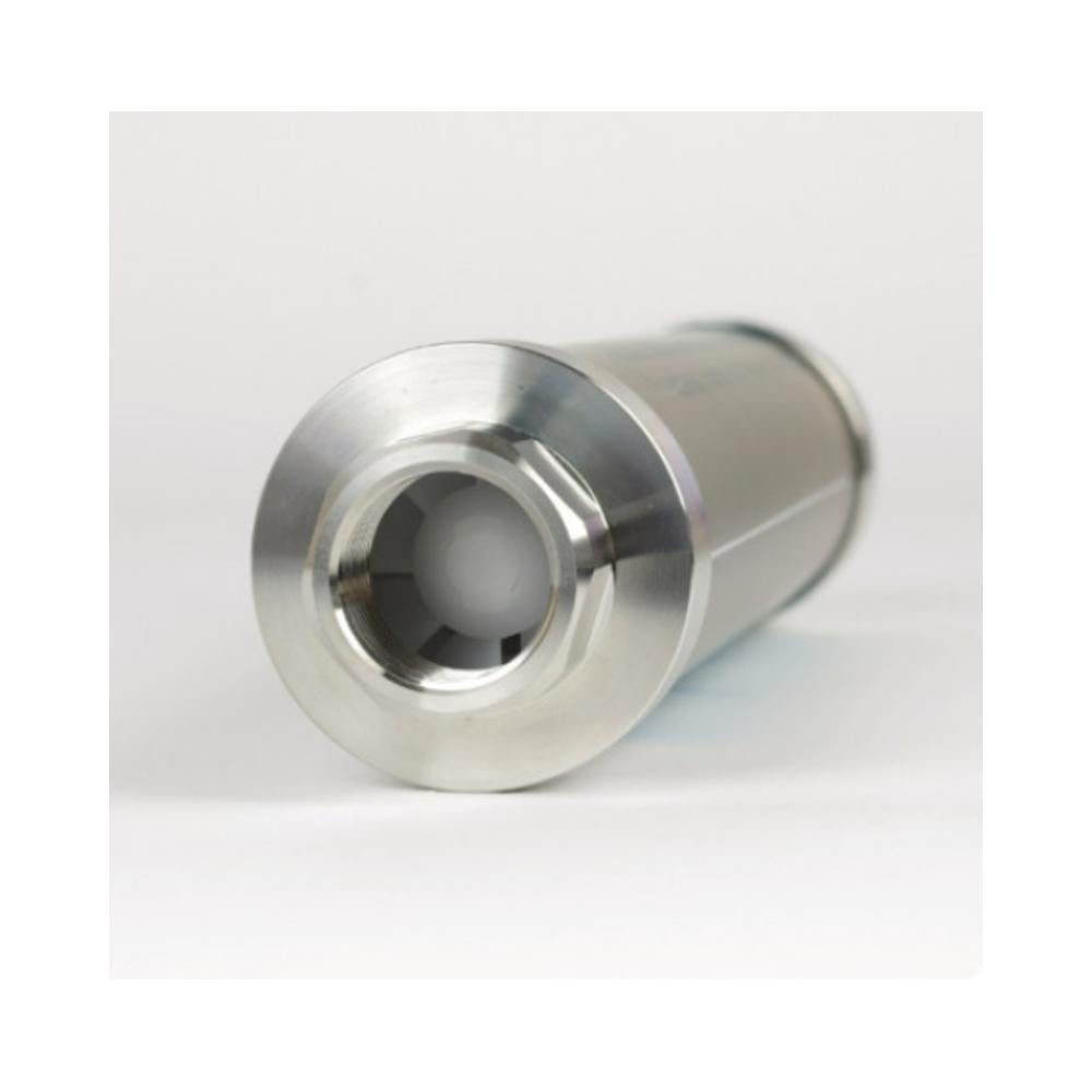 RVS waterontharder cartridge zijaanzicht op witte achtergrond