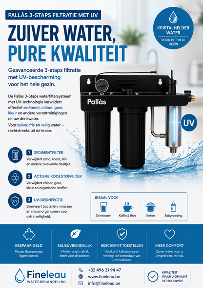 regenwaterfilter zwart met big blue behuizing en uv lamp